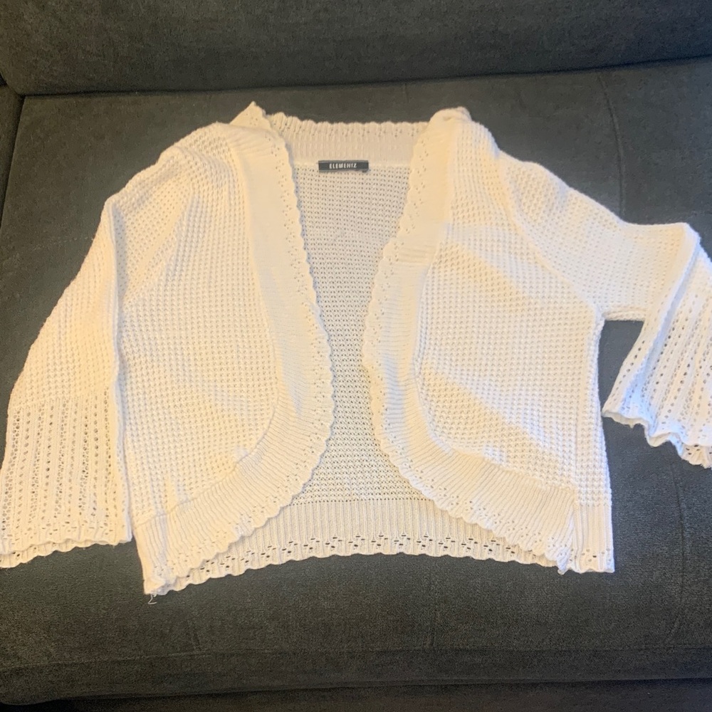Elementz Cream Open-Front Cardigan